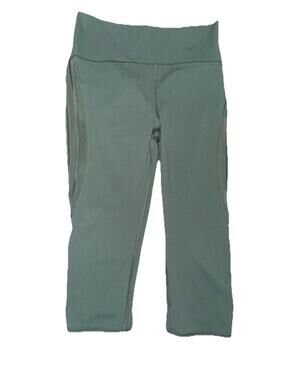 Lululemon Women's cropped leggings Green Sun Setter sz 6 Activewear Gym earthy